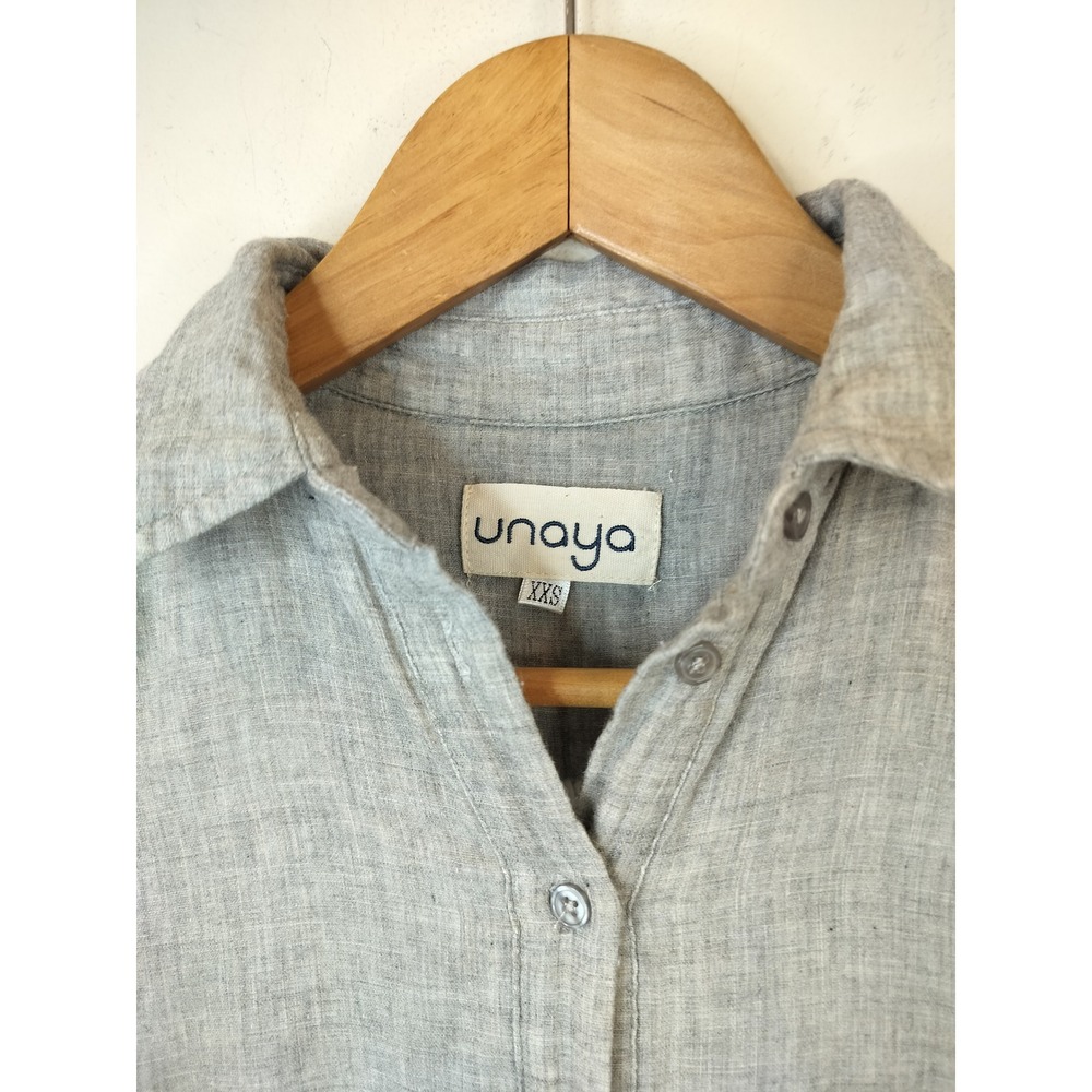 Unaya Hi Low Shirt Dress XXS Womens Grey Cotton Drawstring Lagenlook Minimal - Picture 3 of 11